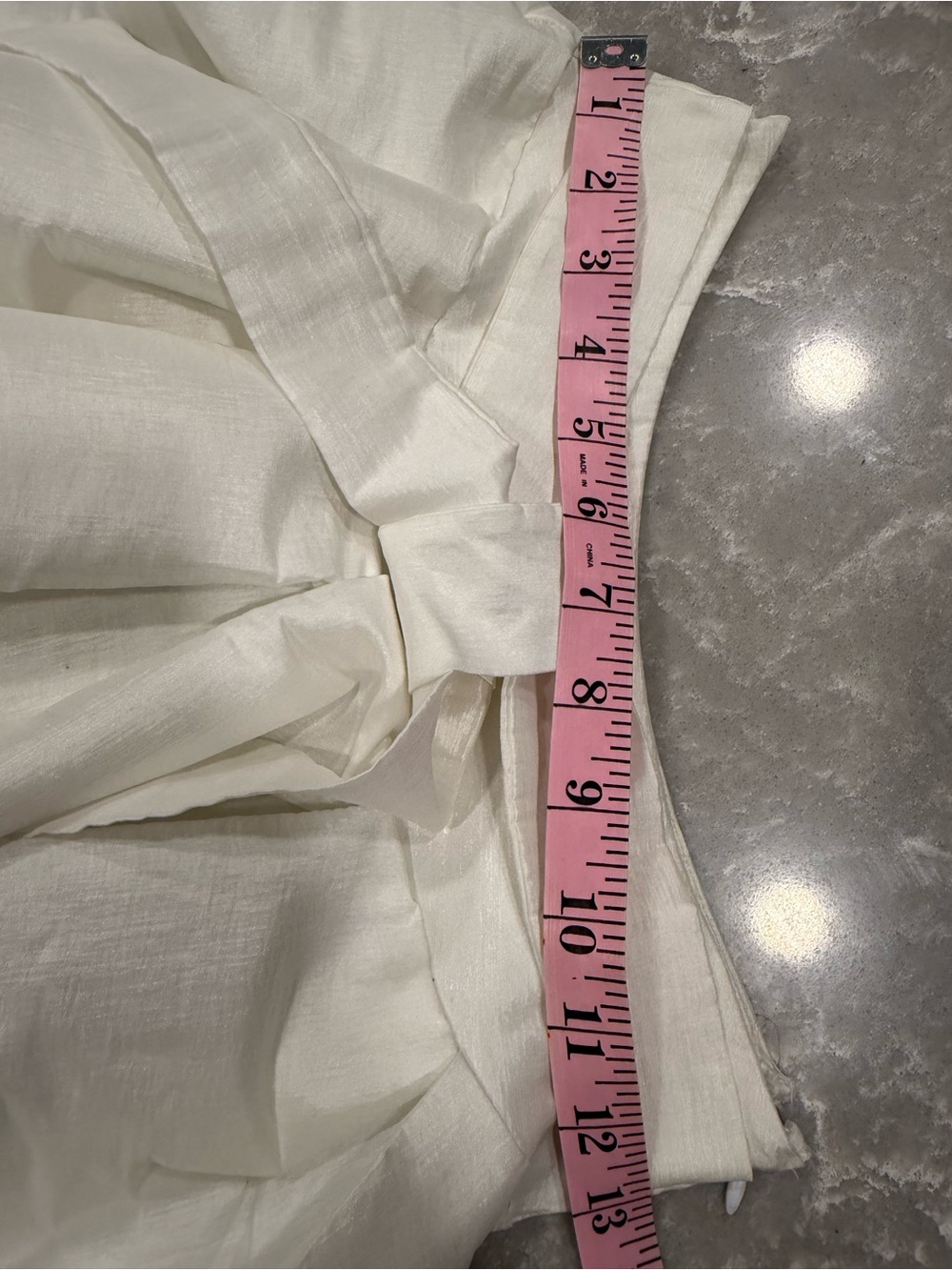 Touch Me Ivory High Low Midi Skirt Bow Tie Waist Satin Look Size Medium - Picture 5 of 7